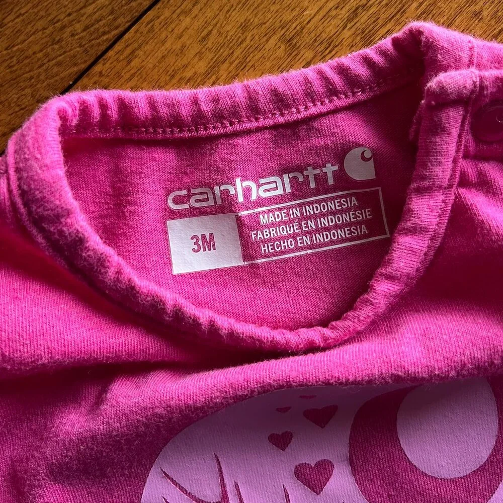 Carhartt magenta pink love onesie 3m